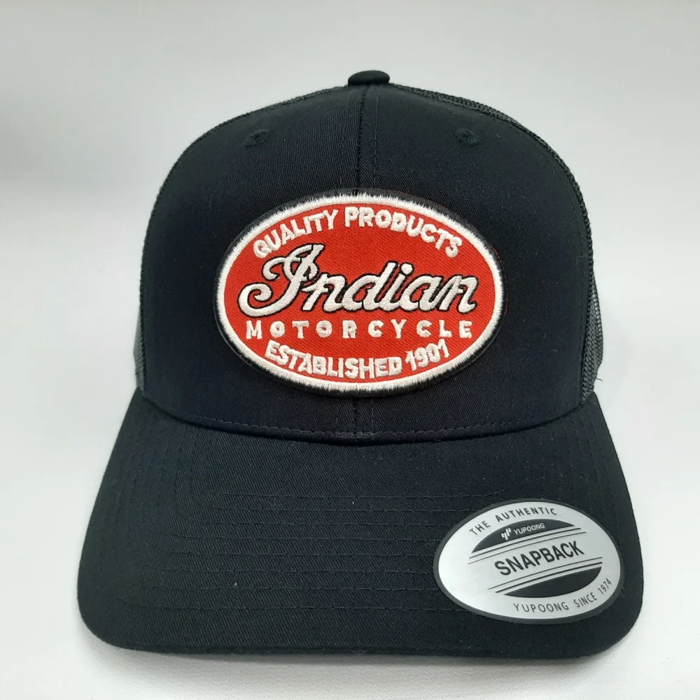 Indian Motorcycles Hat Cap Embroidered Patch Curved Bill Mesh Snapback - Picture 1 of 4